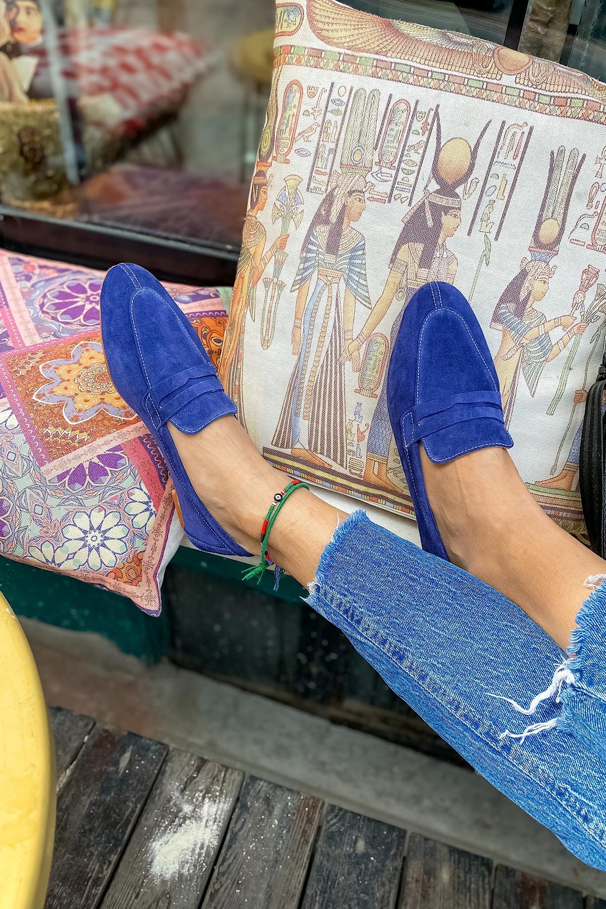 Oslo Lacivert Deri Kadın Babet