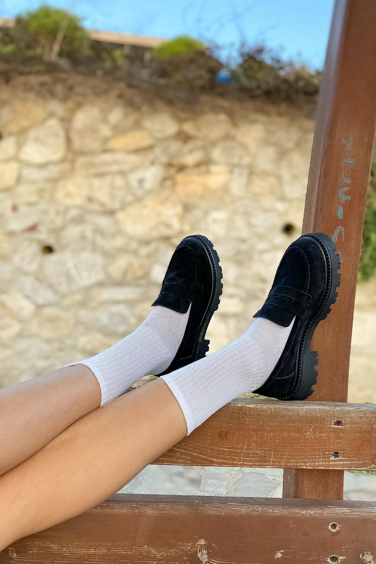 Raise Siyah Süet Kadın Loafer Ayakkabı