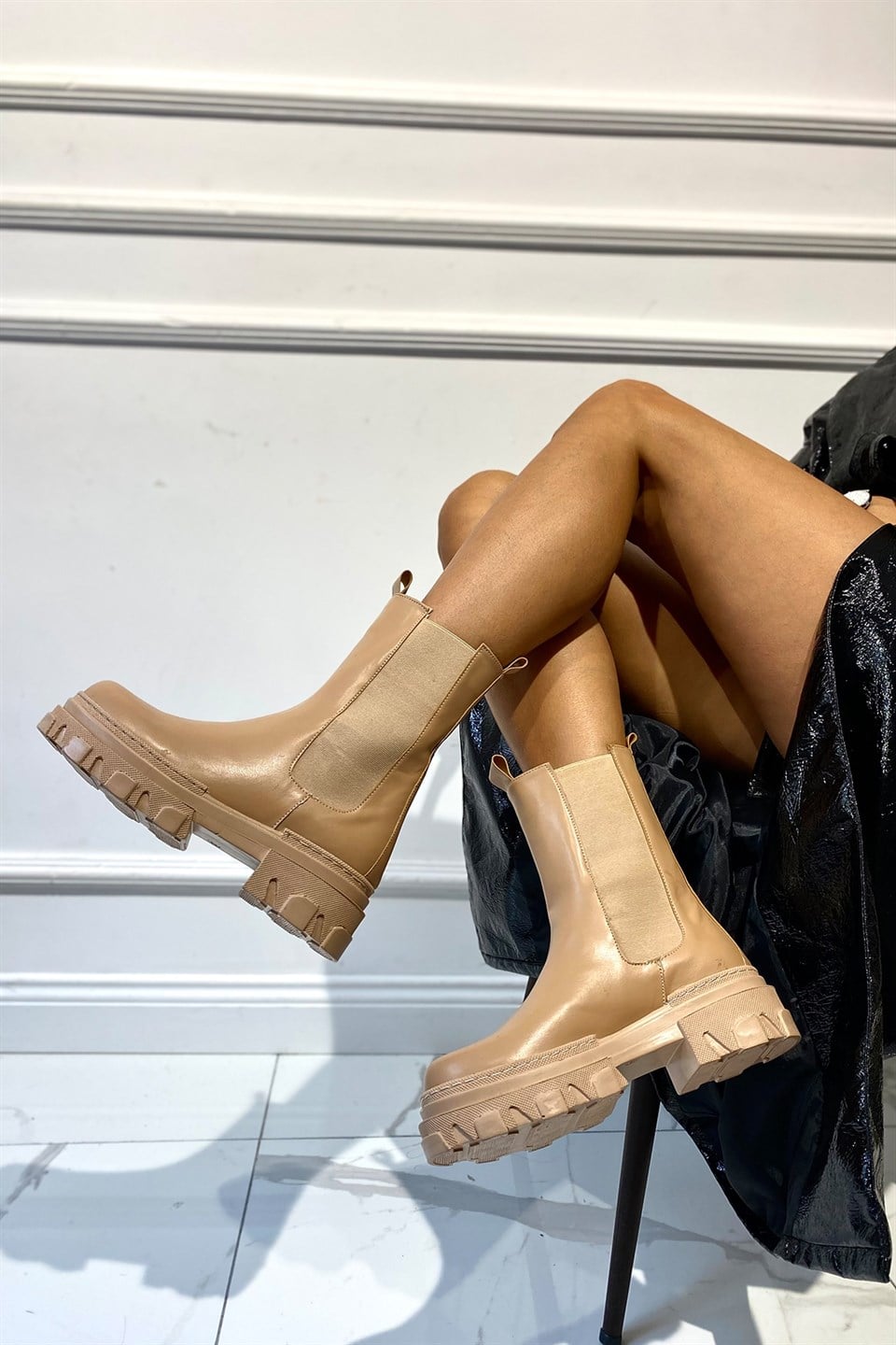 Romalda Nude Cilt Lastikli Kadın Bot
