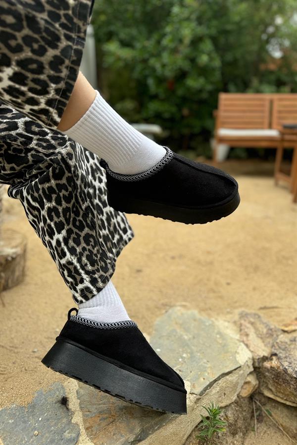 Aliza Siyah Süet Kürklü Bot