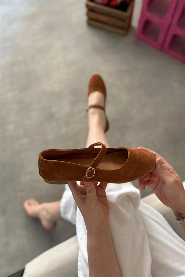 Aosa Taba Hakiki Deri Tek Biye Detaylı Kadın Babet