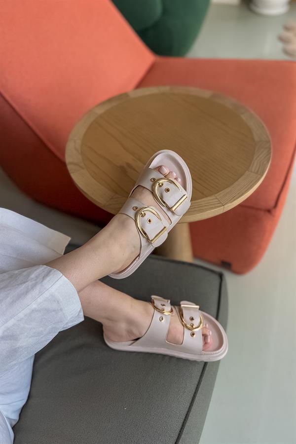 Boris Bej Çift Toka Detaylı Kadın Terlik