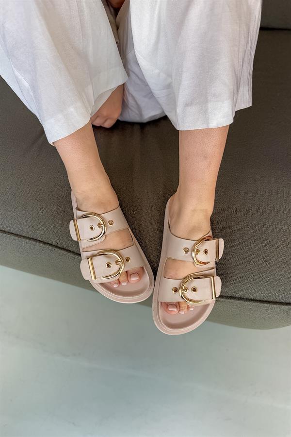 Boris Bej Çift Toka Detaylı Kadın Terlik