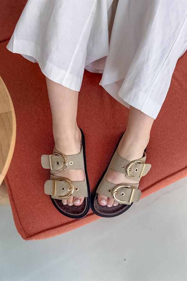 Boris Vizon Çift Toka Detaylı Kadın Terlik