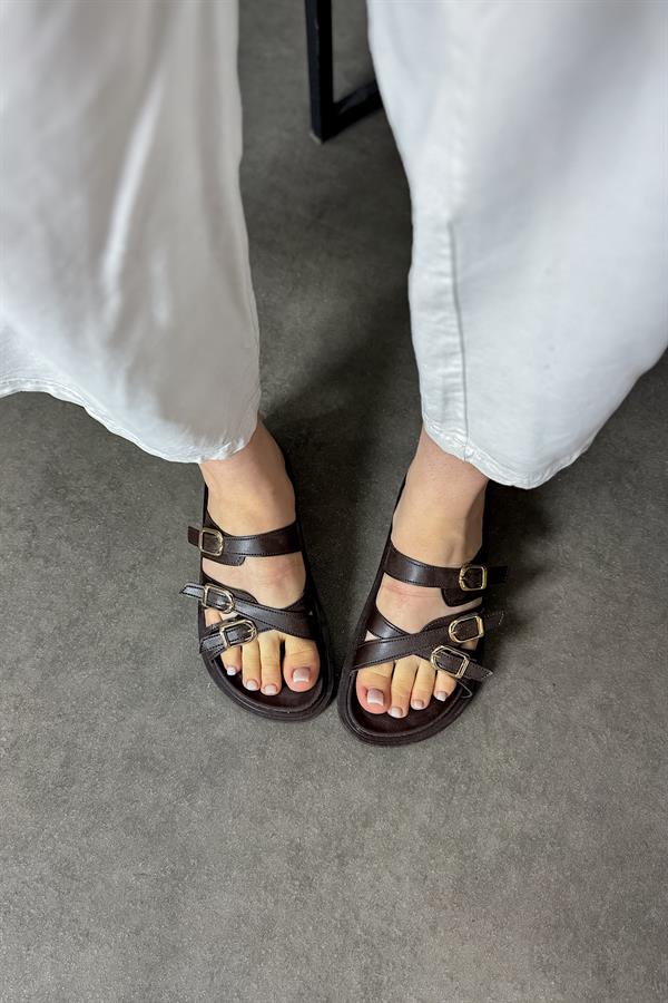 Chani Acı Kahve Biye Detaylı Kadın Terlik