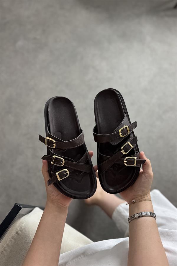 Chani Acı Kahve Biye Detaylı Kadın Terlik