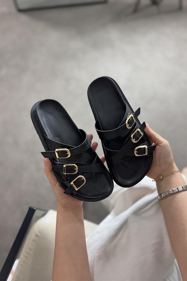 Chani Siyah Biye Detaylı Kadın Terlik