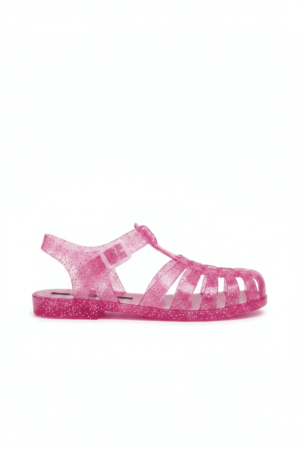 Cras Şeffaf Pembe Simli Kemer Detay Kadın Sandalet