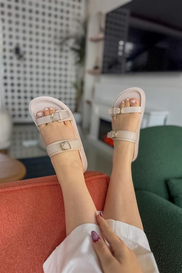 Darrel Bej Çift Biyeli Kadın Topuklu Terlik