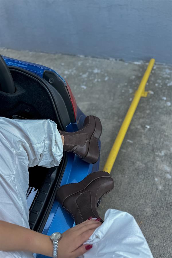 Dylan Acı Kahve Lastik Detaylı Kadın Bot