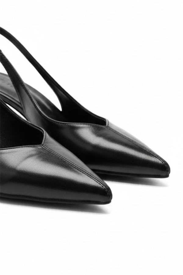 Exi Siyah Dikiş Detaylı Kadın Topuklu Ayakkabı