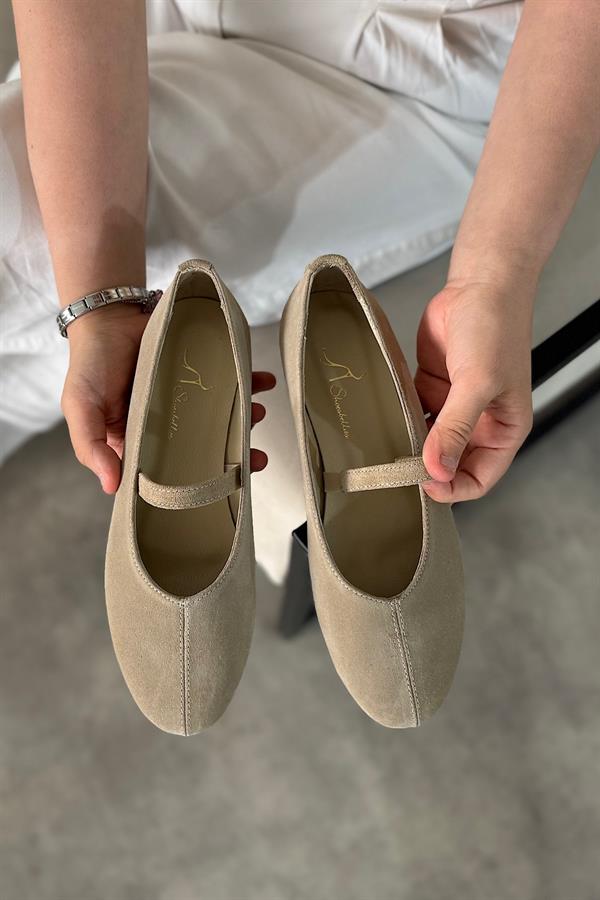 Fersa Bej Hakiki Deri Tek Biye Detaylı Kadın Babet