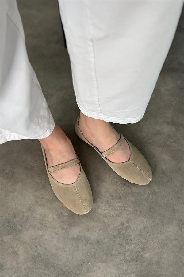 Fersa Bej Hakiki Deri Tek Biye Detaylı Kadın Babet