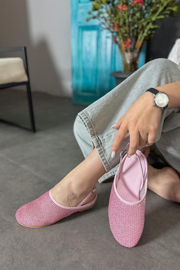 Harmas Pembe Simli File Detaylı Kadın Babet