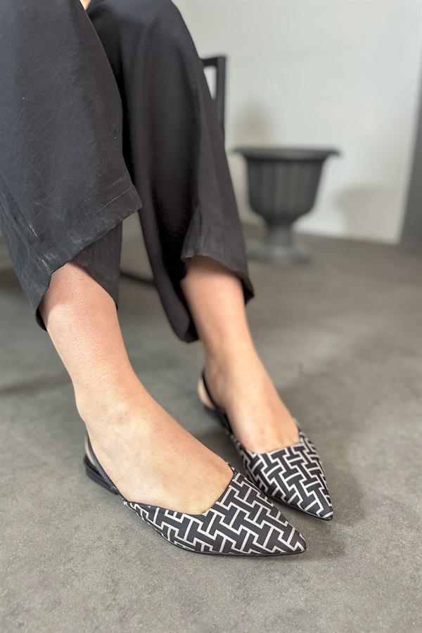 Hunter Siyah Saten Desenli Kadın Babet