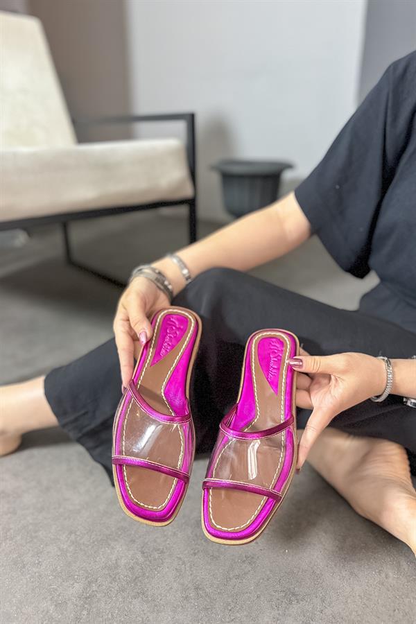 Jeff Fuşya Şeffaf Kadın Terlik