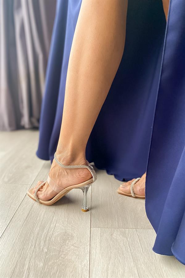 Joyce Bej Biyeli Taşlı Kadın Topuklu Ayakkabı