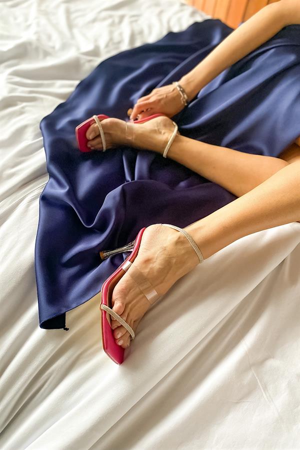 Joyce Fuşya Biyeli Taşlı Kadın Topuklu Ayakkabı