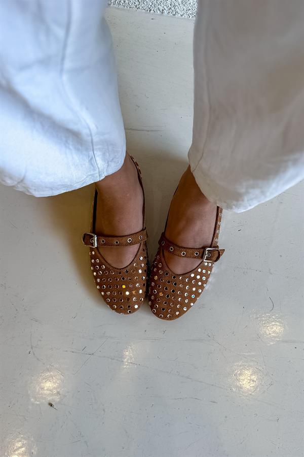 Klon Taba Süet Taş  Detaylı Kadın Babet