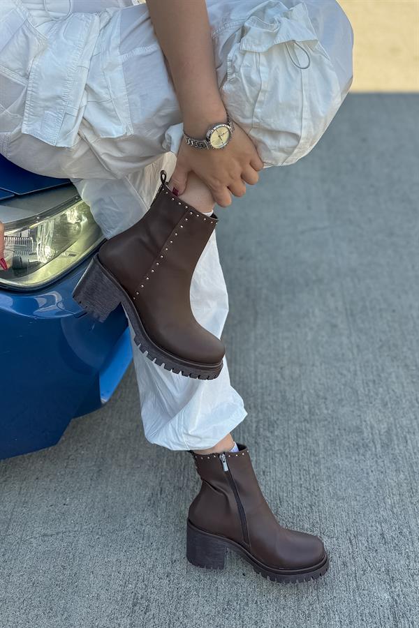 Lagoon Acı Kahve Cilt Pim Detaylı Kadın Bot