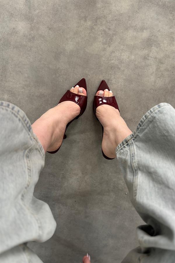 Lies Bordo Rugan Kadın Topuklu Ayakkabı