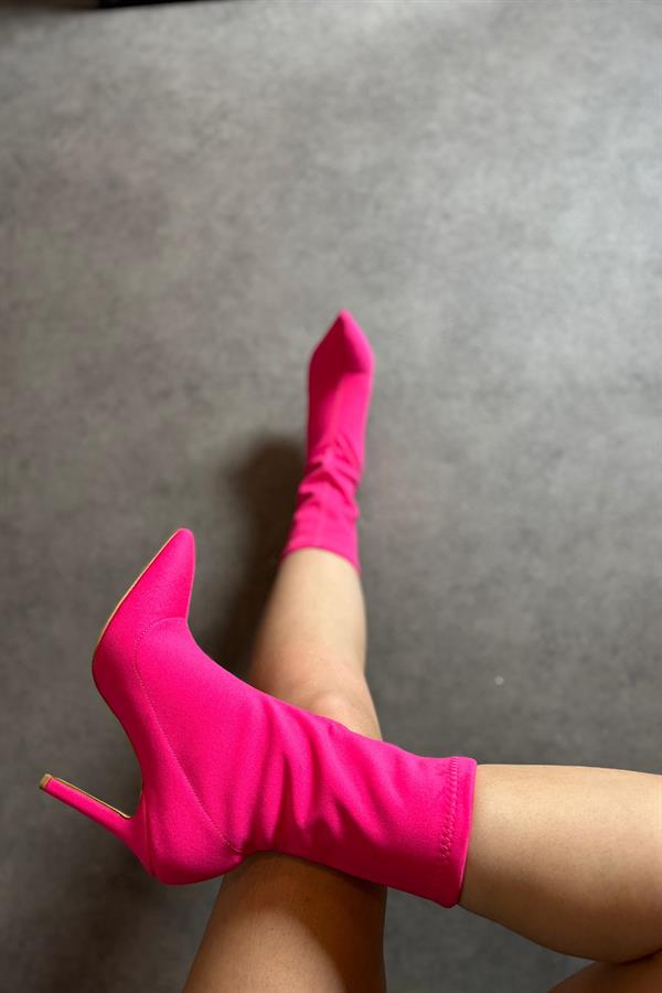 Linna Fuşya Streç Kadın Topuklu Bot