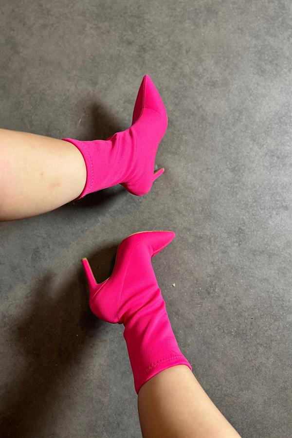 Linna Fuşya Streç Kadın Topuklu Bot