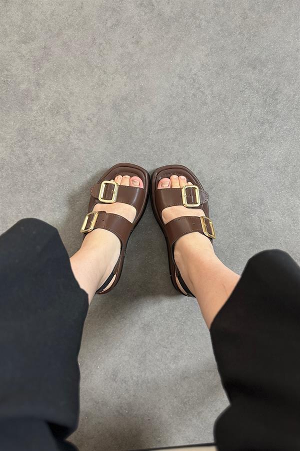 Lope Acı Kahve Çift Tokalı Kadın Sandalet