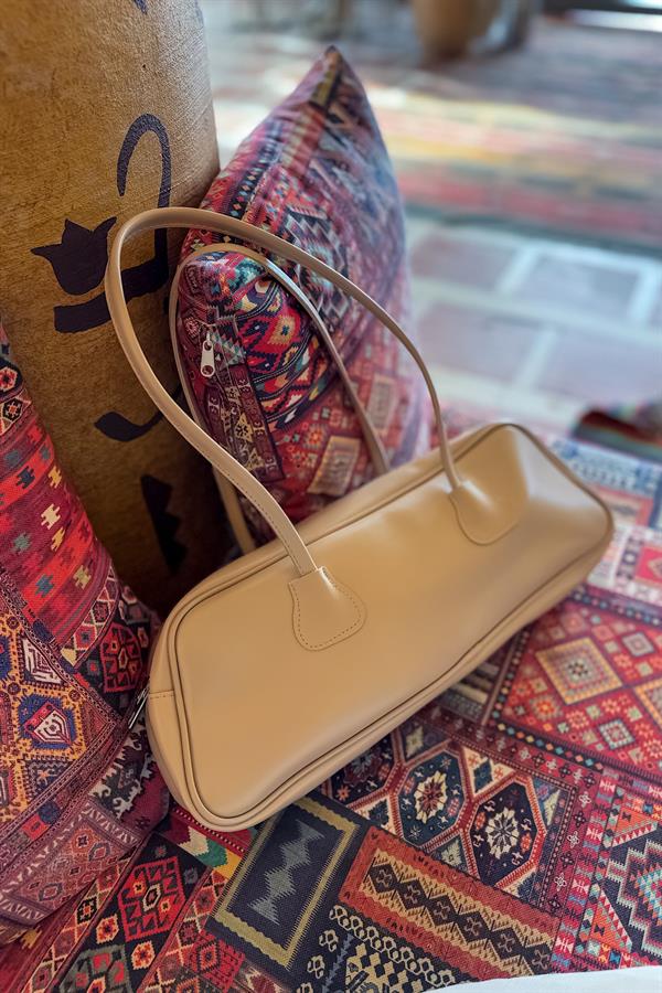 Lor Bej Mat Dikdörtgen Kulplu Çanta