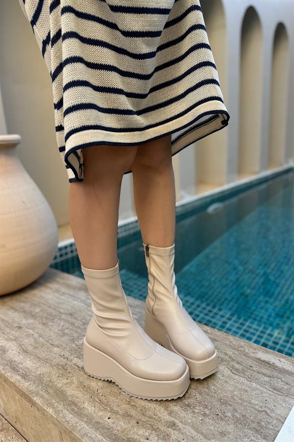 Lucas Bej Cilt Steç Fermuarlı Kadın Bot