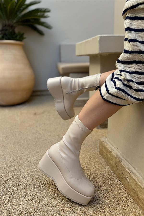 Lucas Bej Cilt Steç Fermuarlı Kadın Bot