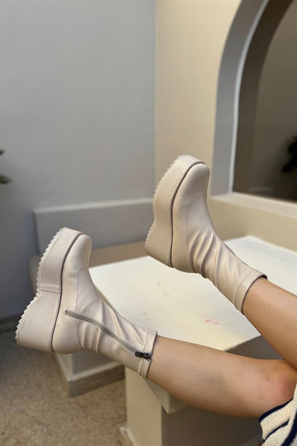 Lucas Bej Cilt Steç Fermuarlı Kadın Bot