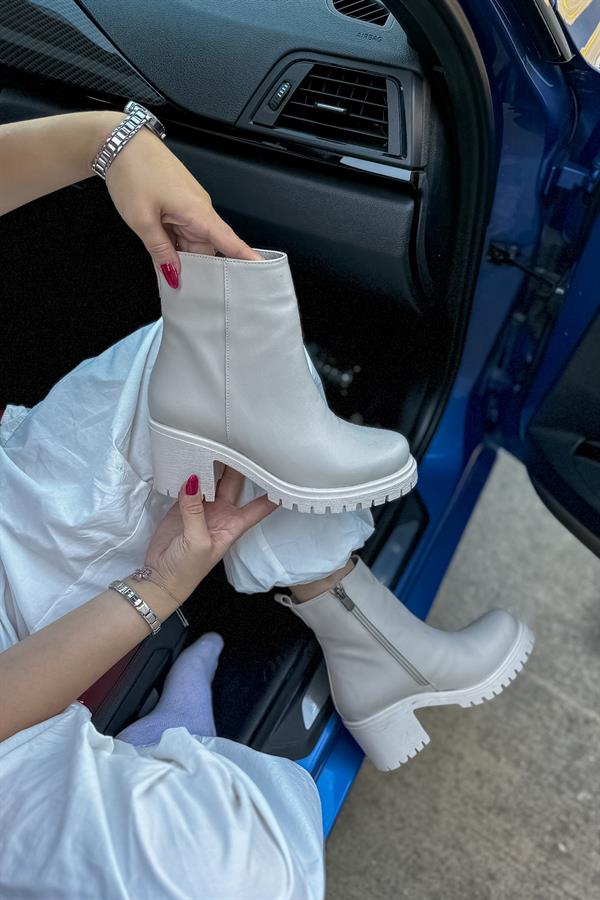 Luke Bej Cilt Fermuar Detaylı Kadın Bot