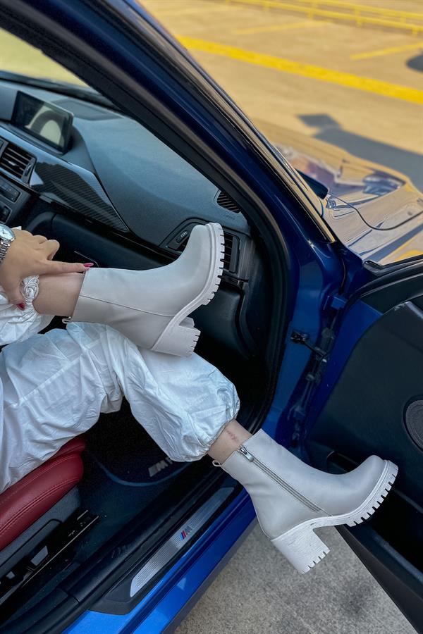 Luke Bej Cilt Fermuar Detaylı Kadın Bot