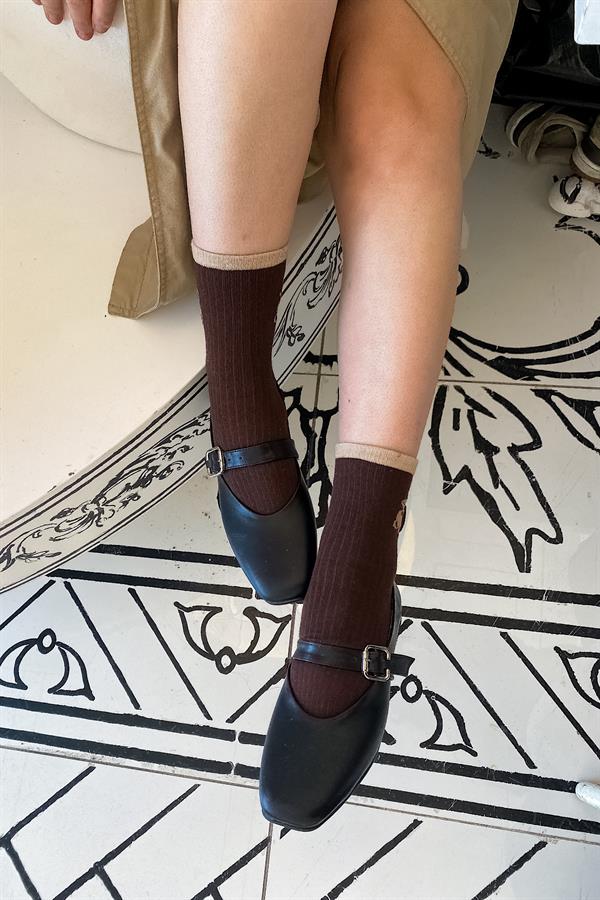 Lupan Siyah Cilt Toka Detaylı Kadın Babet