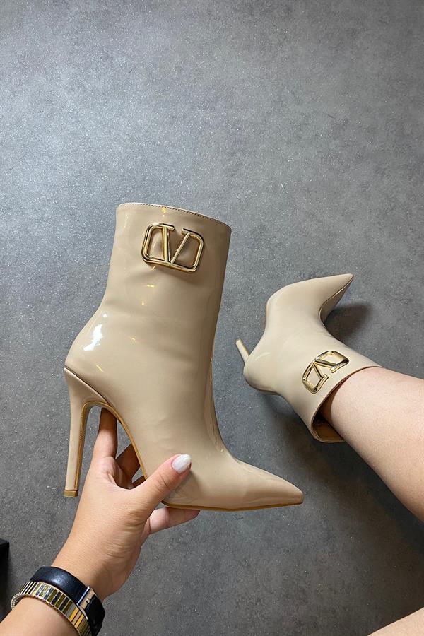 Masha Bej Rugan Tokalı Kadın Topuklu Bot