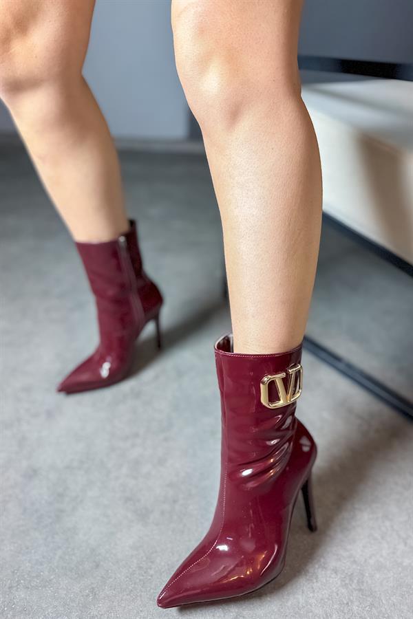 Masha Vişne Çürüğü Rugan Tokalı Kadın Topuklu Bot