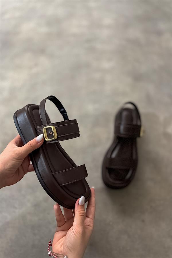 Mayra Acı Kahve Tek Tokalı Kadın Sandalet