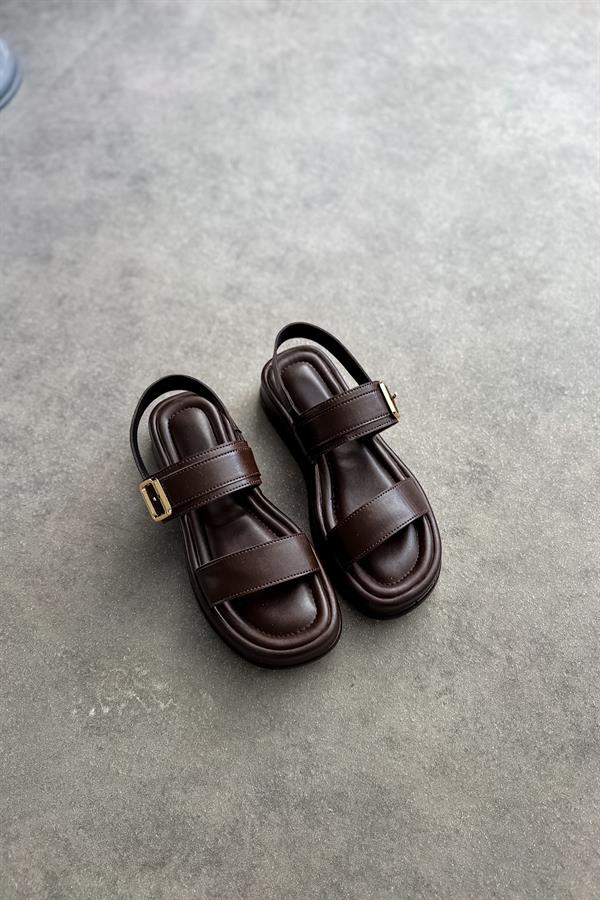 Mayra Acı Kahve Tek Tokalı Kadın Sandalet