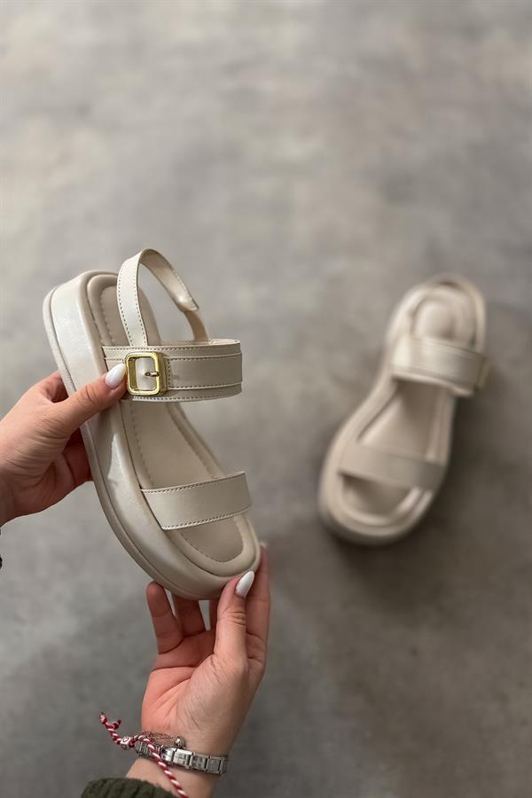 Mayra Bej Tek Tokalı Kadın Sandalet