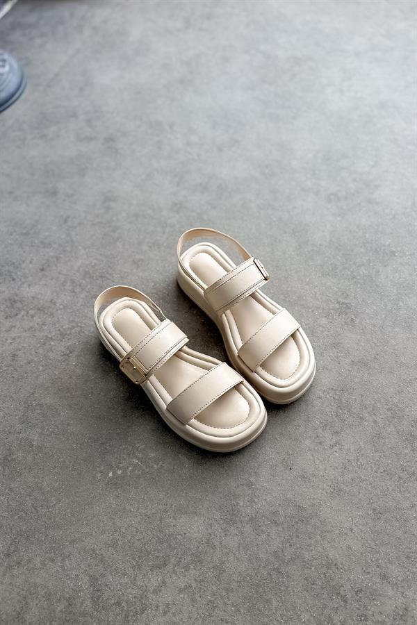 Mayra Bej Tek Tokalı Kadın Sandalet