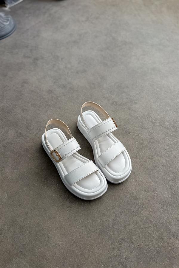 Mayra Beyaz Tek Tokalı Kadın Sandalet