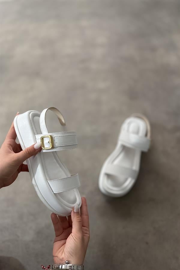 Mayra Beyaz Tek Tokalı Kadın Sandalet