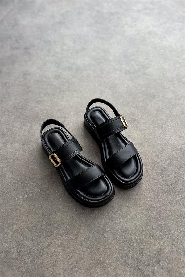 Mayra Siyah Tek Tokalı Kadın Sandalet