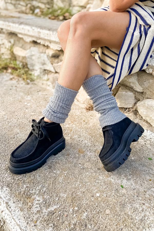 Mecy Siyah Bağcıklı Makosen Kadın Bot