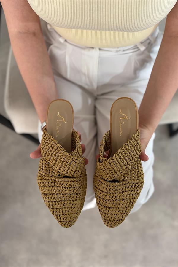 Mens Vizon Örgü Detaylı Kadın Terlik