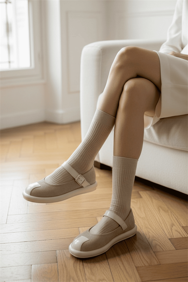 Miky Bej Süet Tek Biye Detaylı Kadın Babet