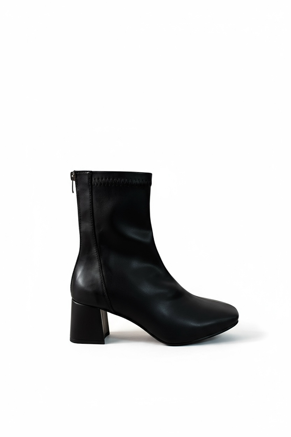 Mink Siyah Streç Topuklu Kadın Bot