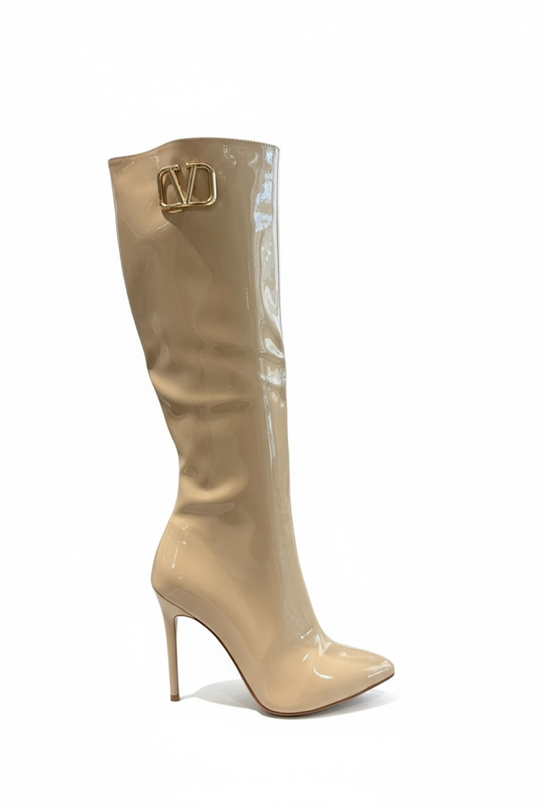 Minorka Bej Rugan Tokalı Kadın Topuklu kadın Çizme