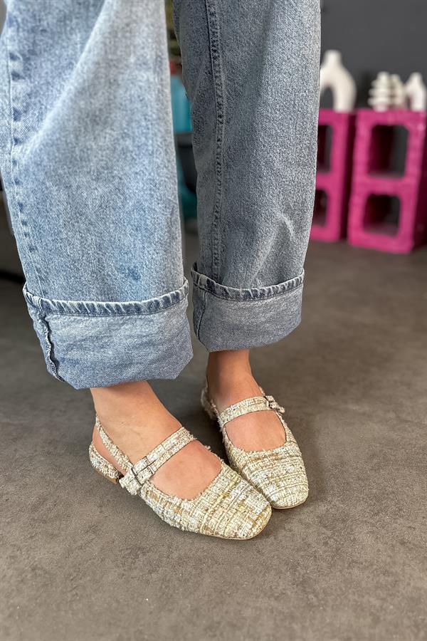 Paxon Gold Tuvit Çift Toka Detaylı Kadın Babet